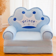 Load image into Gallery viewer, Only Cover NO Filling Cartoon Crown Seat Puff Skin Cover for Toddler Children Sofa Folding Baby Kids Best Gifts
