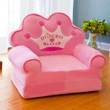 Load image into Gallery viewer, Only Cover NO Filling Cartoon Crown Seat  Puff Skin Cover for  Toddler Children Sofa Folding Baby Kids Best Gifts
