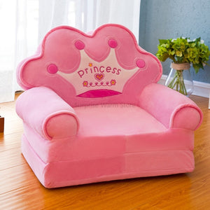 Only Cover NO Filling Cartoon Crown Seat  Puff Skin Cover for  Toddler Children Sofa Folding Baby Kids Best Gifts