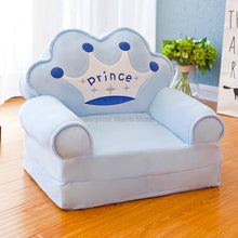 Load image into Gallery viewer, Only Cover NO Filling Cartoon Crown Seat  Puff Skin Cover for  Toddler Children Sofa Folding Baby Kids Best Gifts
