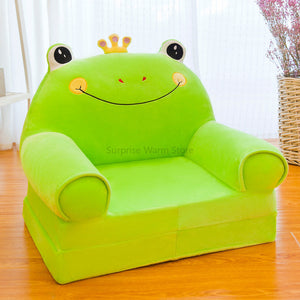Only Cover NO Filling Cartoon Crown Seat  Puff Skin Cover for  Toddler Children Sofa Folding Baby Kids Best Gifts