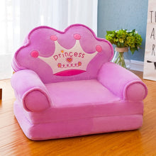 Load image into Gallery viewer, Only Cover NO Filling Cartoon Crown Seat  Puff Skin Cover for  Toddler Children Sofa Folding Baby Kids Best Gifts
